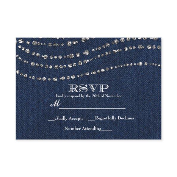 Blue Denim & Diamonds Sparkle Bling Party RSVP