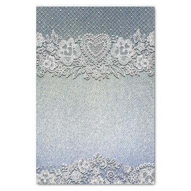 Blue Denim Jean & White Heart Lace Bridal Shower Tissue Paper