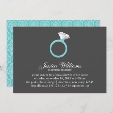 Blue Diamond Ring Bridal Shower Invitations