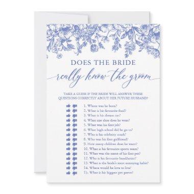 Blue Does the Bride really know the Groom Game Invitations