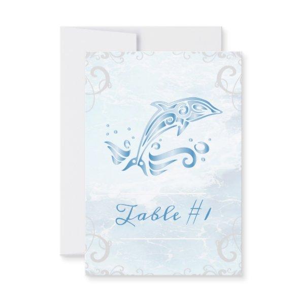 Blue Dolphin Wedding Table Card