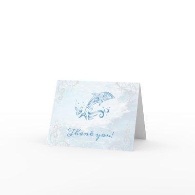 Blue Dolphin Wedding Thank You Invitations