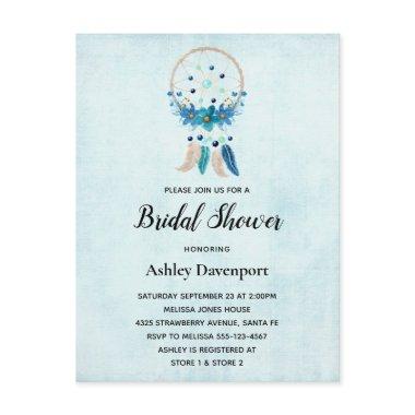 Blue Dreamcatcher with Flowers & Feathers Bridal Invitation PostInvitations