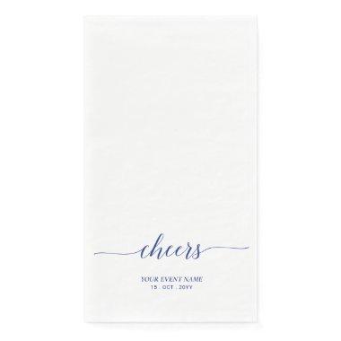 Blue Elegant Script Lettering Cheers Event Paper Guest Towels
