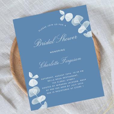 Blue eucalyptus bridal shower budget Invitations flyer