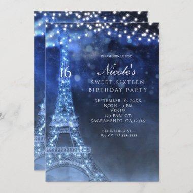 Blue Evening Enchanted Night in Paris Invitations