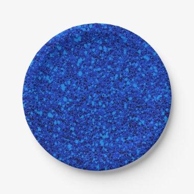 Blue Fantasy Sparkle Glitter Glam Custom Party Paper Plates