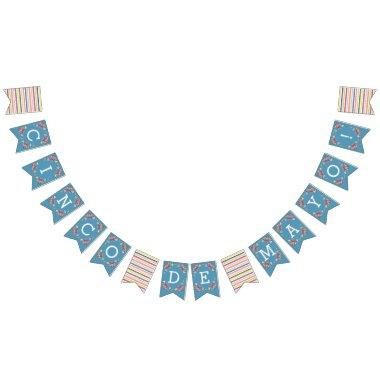 Blue Fiesta Floral Cinco de Mayo Bunting Banner