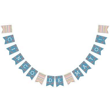 Blue Fiesta Floral Cinco de Mayo Bunting Banner