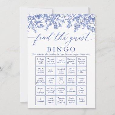 Blue Find the Guest Bingo Bridal Shower Game Invitations
