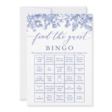 Blue Find the Guest Bingo Bridal Shower Game Invitations