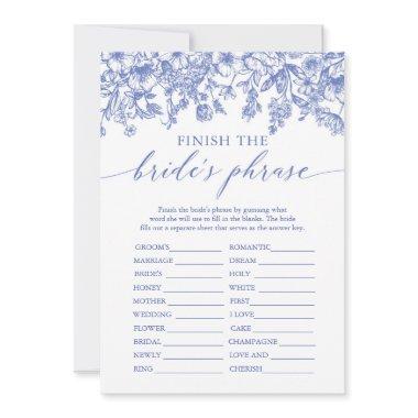 Blue Finish the Bride's Phrase  Game