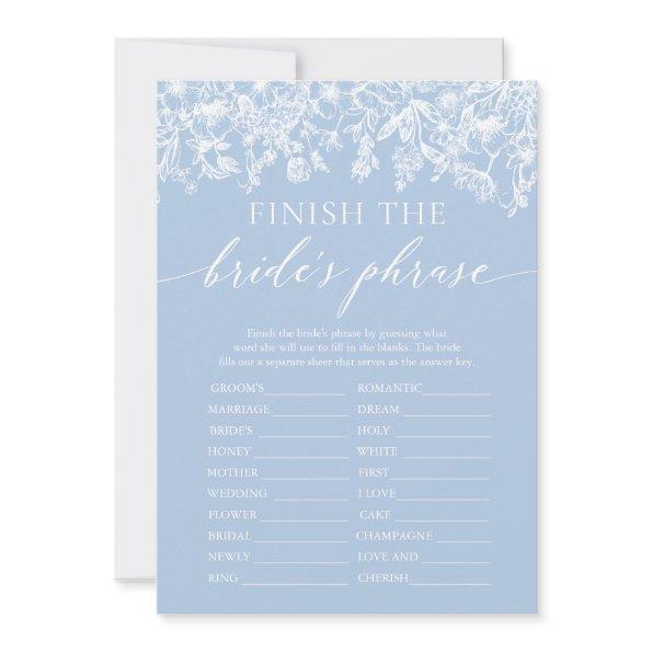 Blue Finish the Bride's Phrase  Game
