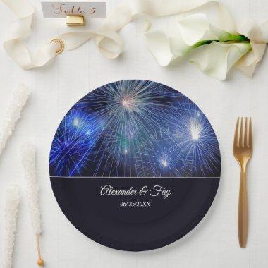 Blue Fireworks Paper Plates