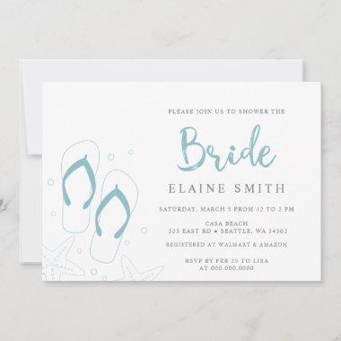 Blue Flip Flops Summer Beach Bridal Shower Invitations