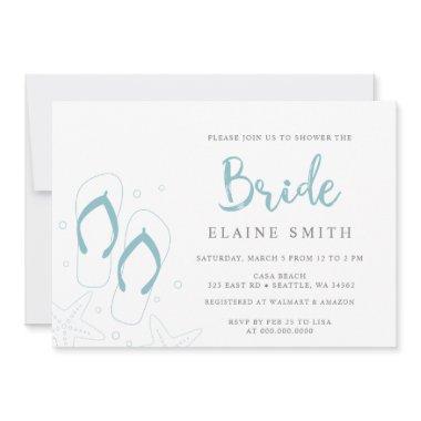 Blue Flip Flops Summer Beach Bridal Shower Invitations