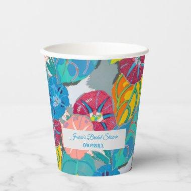 Blue Floral Art Deco Vintage Chic  Paper Cups