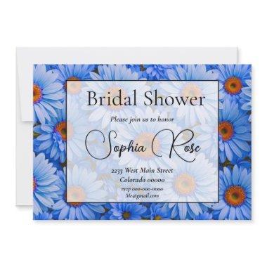 Blue floral blue sunflowers blue daisies pattern
