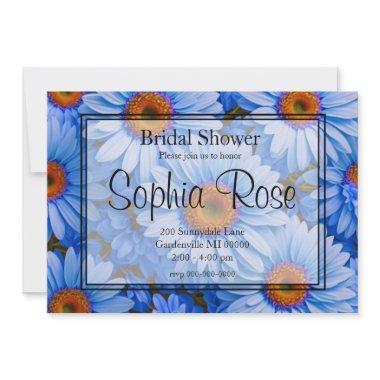 Blue floral blue sunflowers blue daisies pattern
