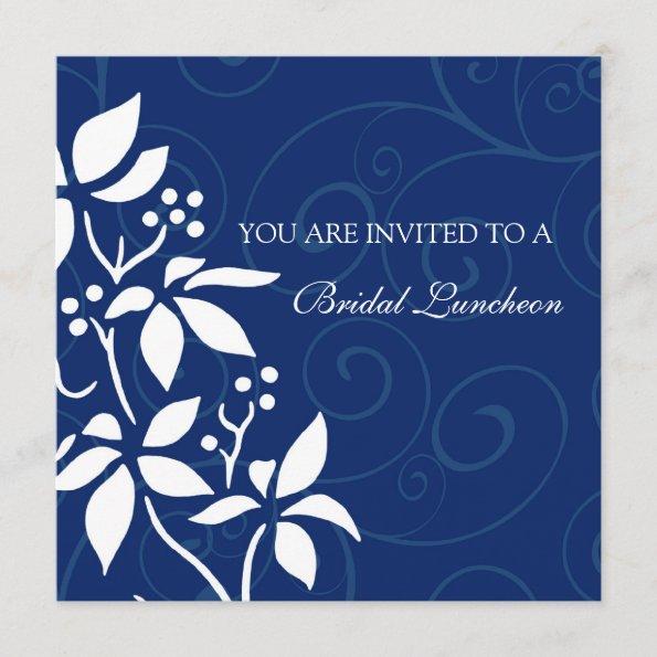 Blue Floral Bridal Luncheon Invitation Invitations