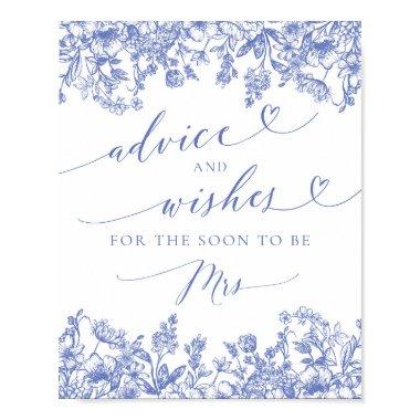 Blue Floral  Advice and Wishes Sign