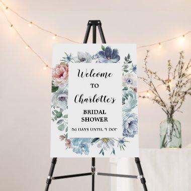 Blue Floral Bridal Shower Foam Board