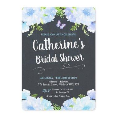 Blue Floral Bridal Shower Invitations