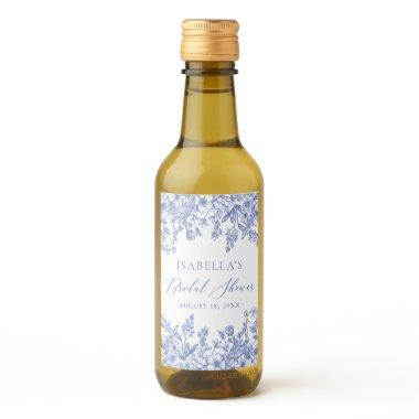 Blue Floral Bridal Shower Mini Wine Bottle Labels