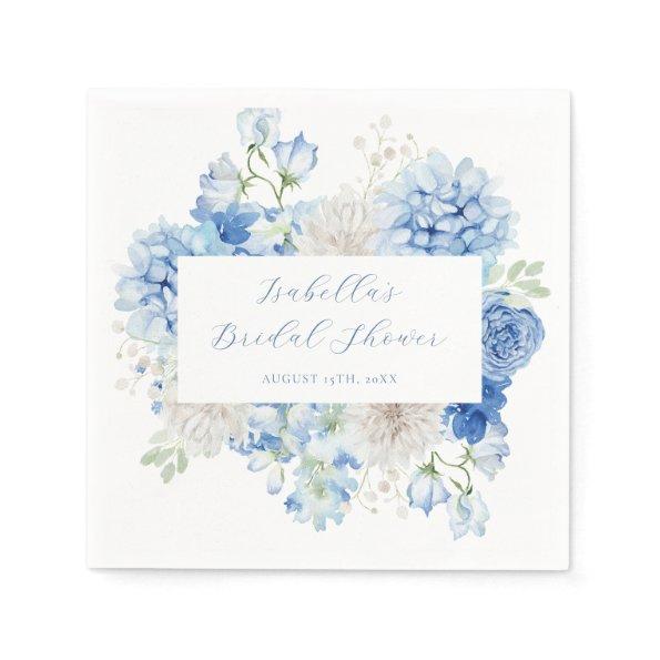 Blue Floral Bridal Shower Napkins