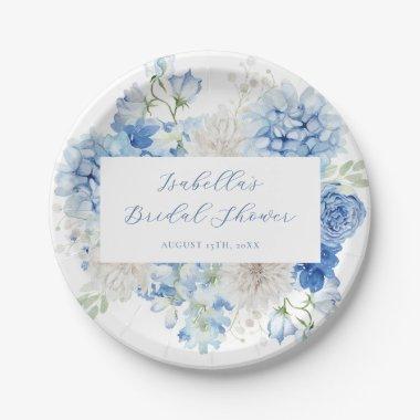 Blue Floral Bridal Shower Paper Plates