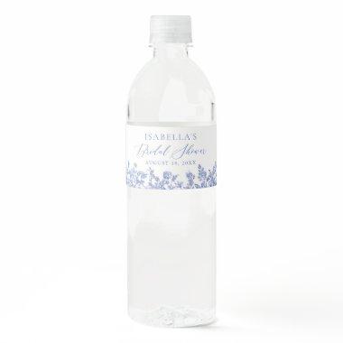 Blue Floral  Water Bottle Labels