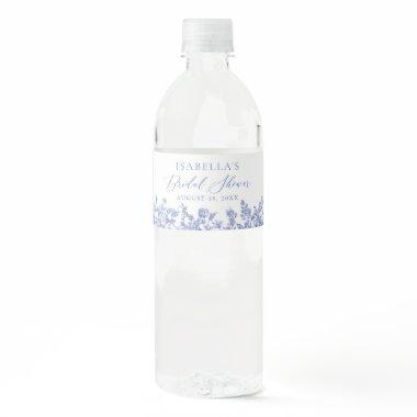 Blue Floral Bridal Shower Water Bottle Labels