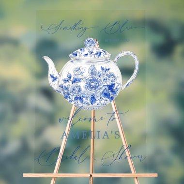 Blue Floral  Welcome sign