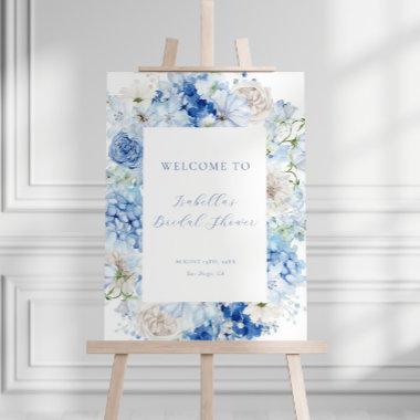 Blue Floral Bridal Shower Welcome Sign
