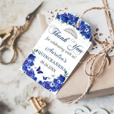 Blue Floral Butterflies Quinceañera Gift Tags