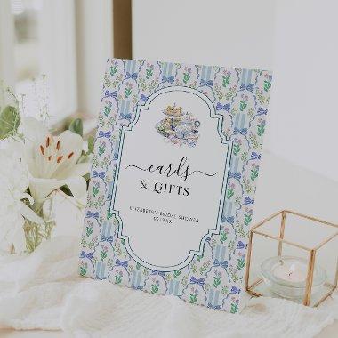Blue Floral Coquette Tea Party |  & Gifts Pedestal Sign