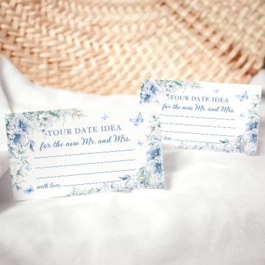 Blue Floral Date Night Ideas Bridal Shower Invitations