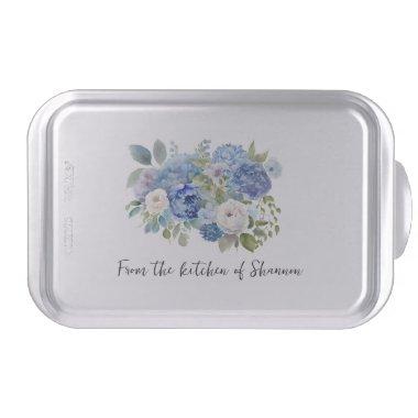 Blue floral engraved baking pan
