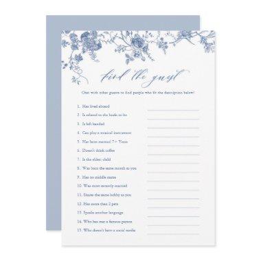 Blue Floral Find the Guest Bridal Shower Game Invitations