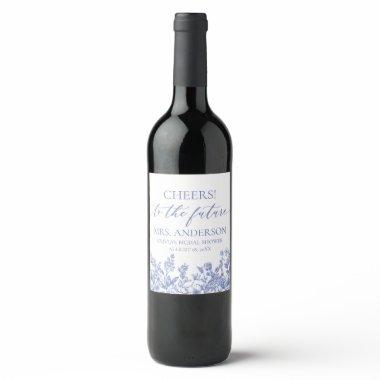 Blue Floral Future Mrs.  Wine Label