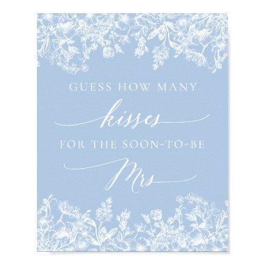 Blue Floral Guess How Many Kisses  Poster