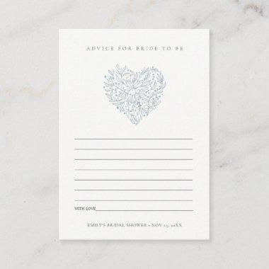 Blue Floral Heart Advice For Bride Bridal Shower Enclosure Invitations