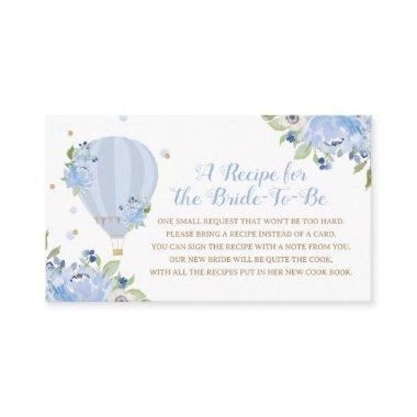 Blue Floral Hot Air Balloon Recipe for Bride to Be Enclosure