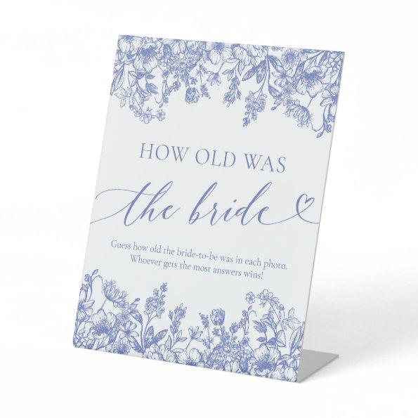 Blue Floral How Old was the Bride Shower Game Sign