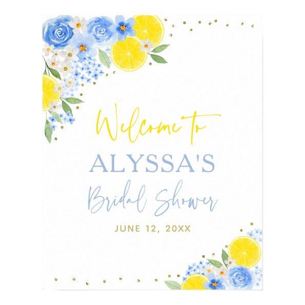 Blue Floral Lemon  Welcome Poster