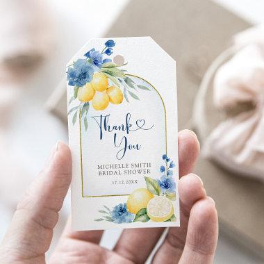 Blue floral Lemon Main Squeeze  Gift Tags