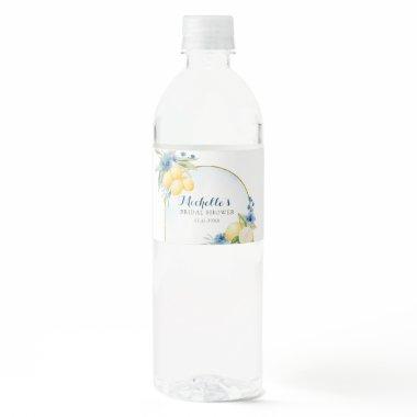 Blue floral Lemon Main Squeeze Bridal Shower Water Bottle Label