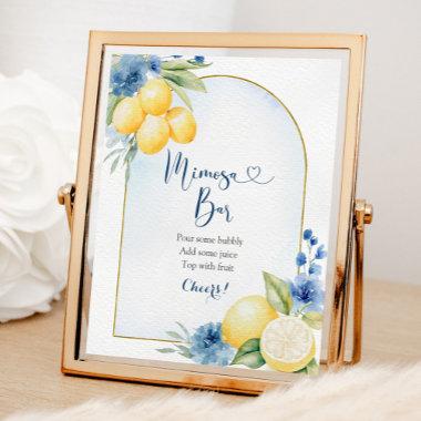 Blue Floral Lemon Main Squeeze Mimosa Bar Poster