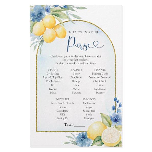 Blue Floral Lemon Main Squeeze What in Your Purse