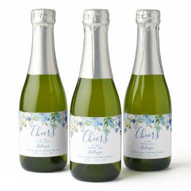 Blue Floral Mini Sparkling Wine Label, Bridal Show Sparkling Wine Label